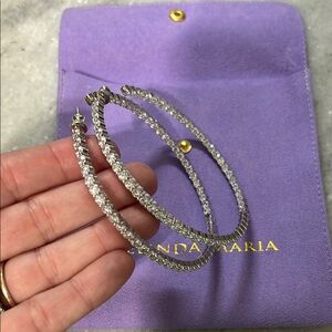 Melinda Maria 3in Heiress Hoops Silver